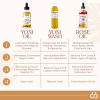 Yoni Bundle (7 oz Wash, 2 oz Rose Oil, 1 oz Yoni Oil) For Dryness, BV, Odor, Itch, Yeast
