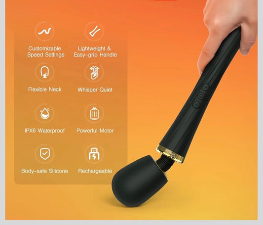 Massager Quiet Powerful Waterproof Cordless Power Hammer HandHeld Massager for Neck Back Leg Waist Relief 90 Minutes Run Time. USB Rechargeable