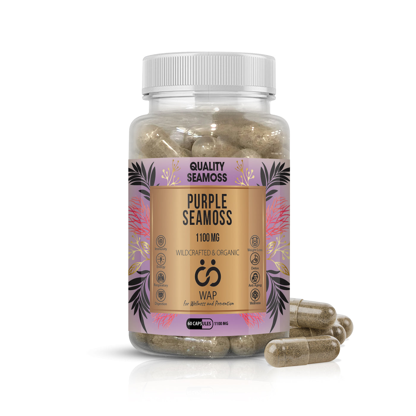 Purple Seamoss Capsules 1100 mg