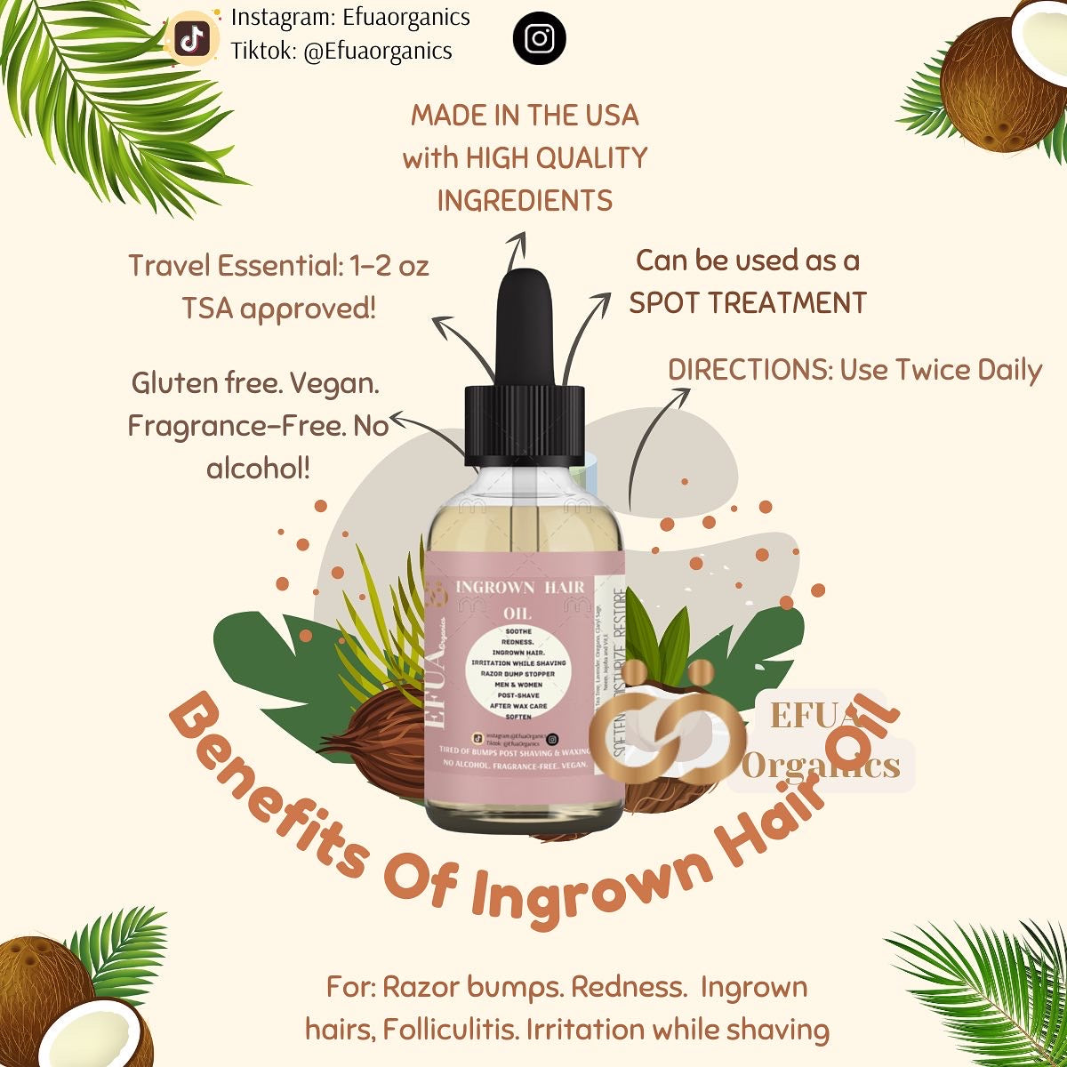 Efua Oil for Dryness and Inflammation from Eczema, Psoriasis, Ingrowns and Acne